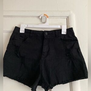 Black Jean Shorts with Classic Design